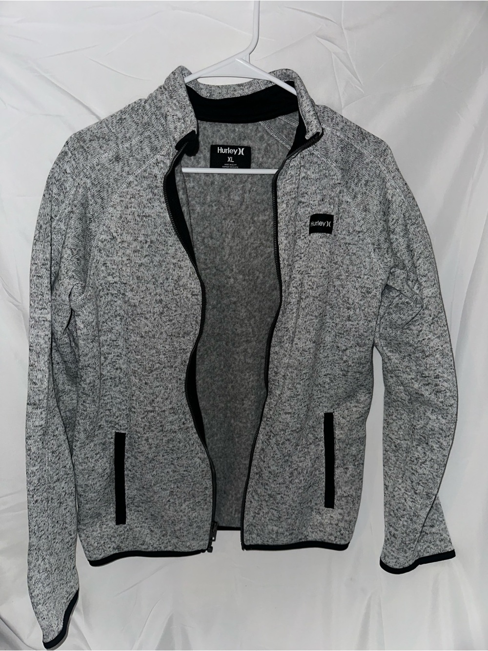 Hurley XL Gray Sweater Fleece Full Zip Jacket